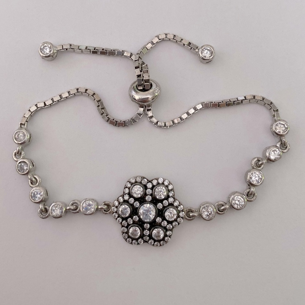 925 silver bracelet cz stones slider lock tennis